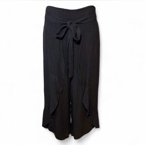 Umgee Black Wide Leg Pants with Tie Waist